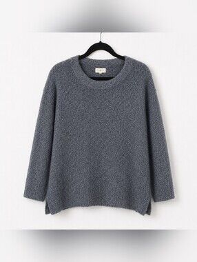 Lou & Grey Charcoal Bouclé Crewneck Sweater Oversized Women's Size Small